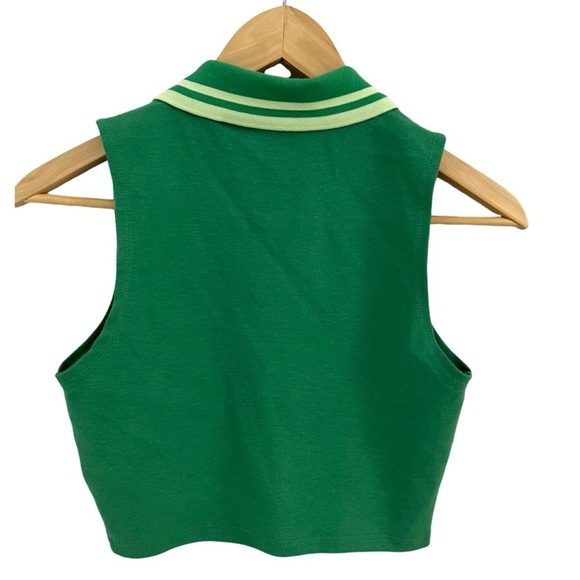 Sun-deh Green Cropped Polo Shirt Size Small - Picture 2 of 2